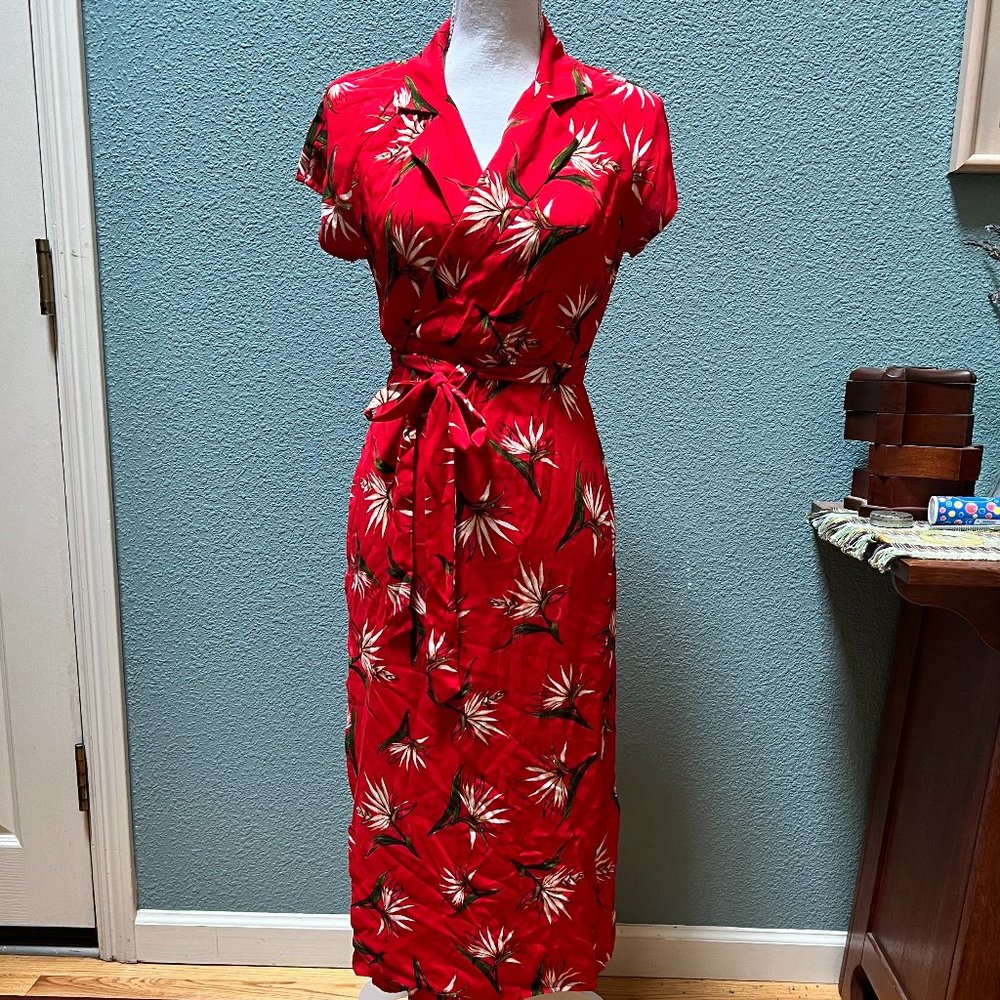 Red Floral Wrap Dress